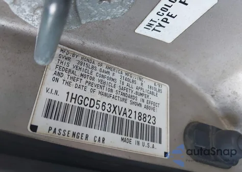 1997 Honda Accord Lx из США, поврежденный, VIN 1HGCD563XVA218823